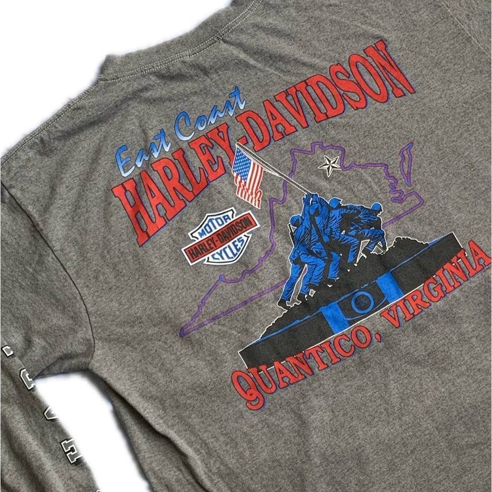 Harley David. Quantico Virginia gray long Sleeve Biker Shirt, XL